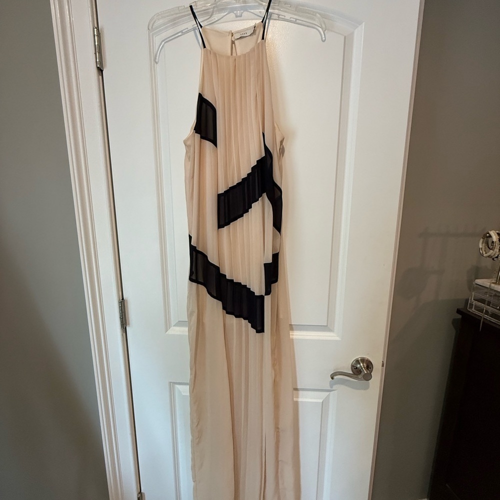 Lush Beige and Black Geometric Maxi Dress